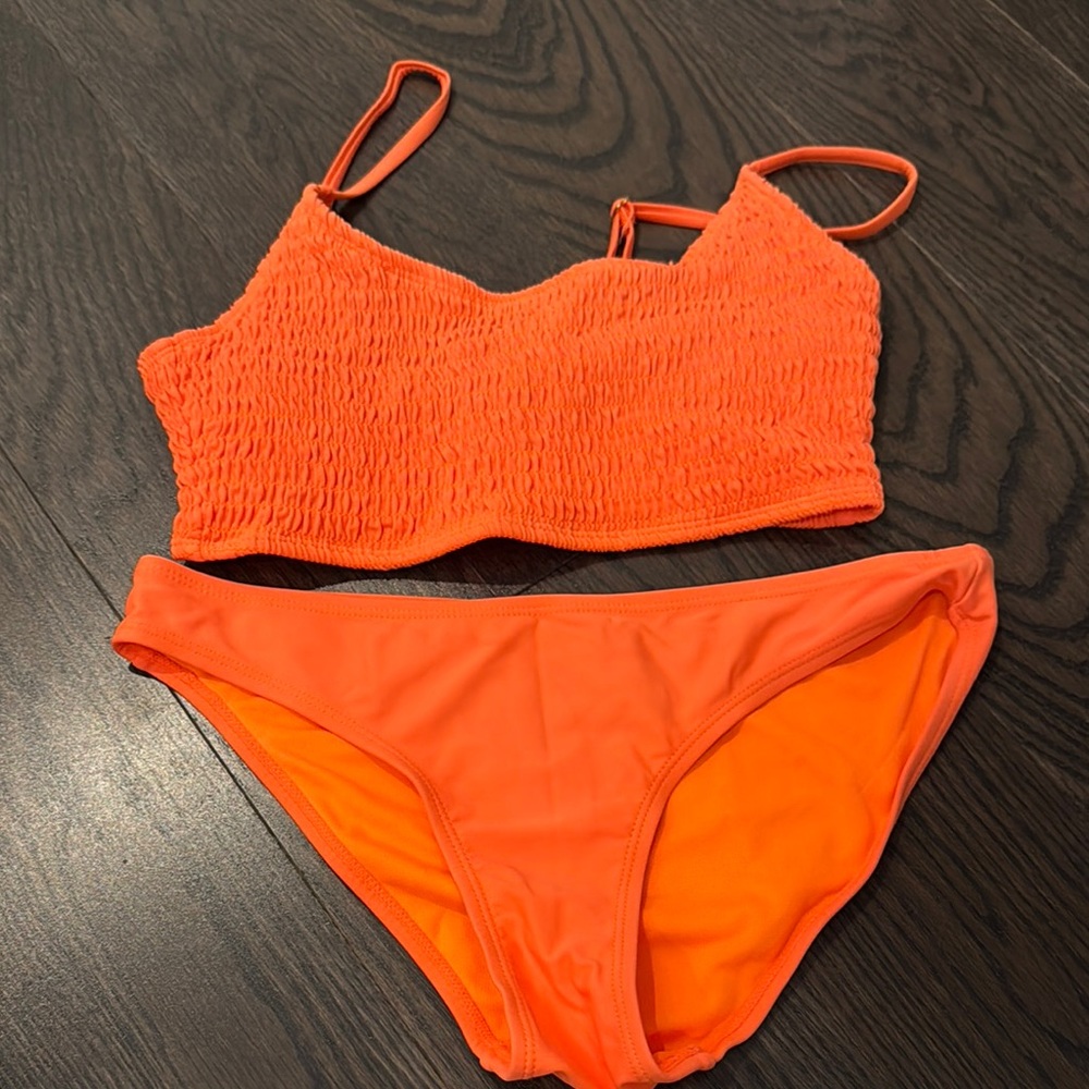 Bright Orange Smocked Bikini
